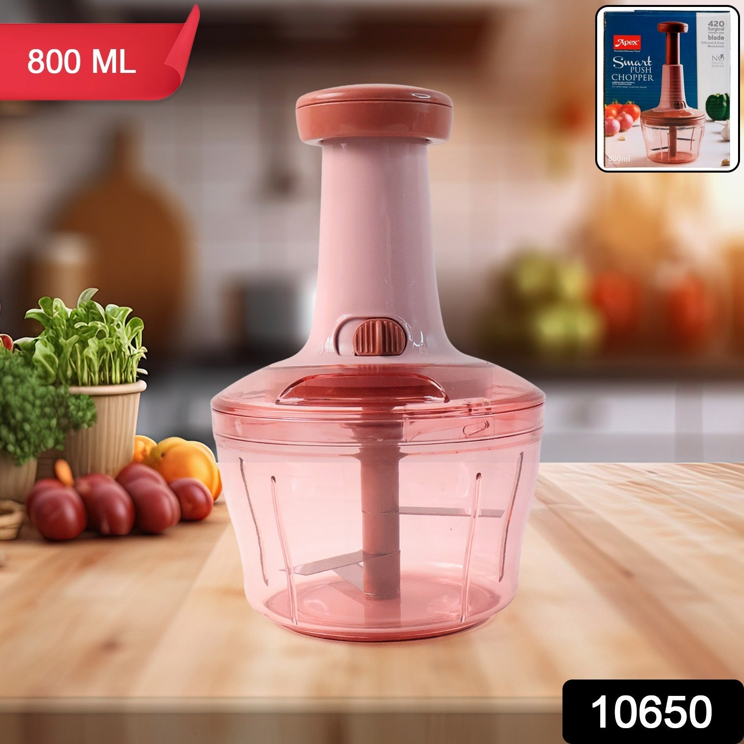 Apex Smart Manual Vegetable & Fruit Chopper with 800 ML Capacity Apex Smart Manual Vegetable & Fruit Chopper with 800 ML Capacity